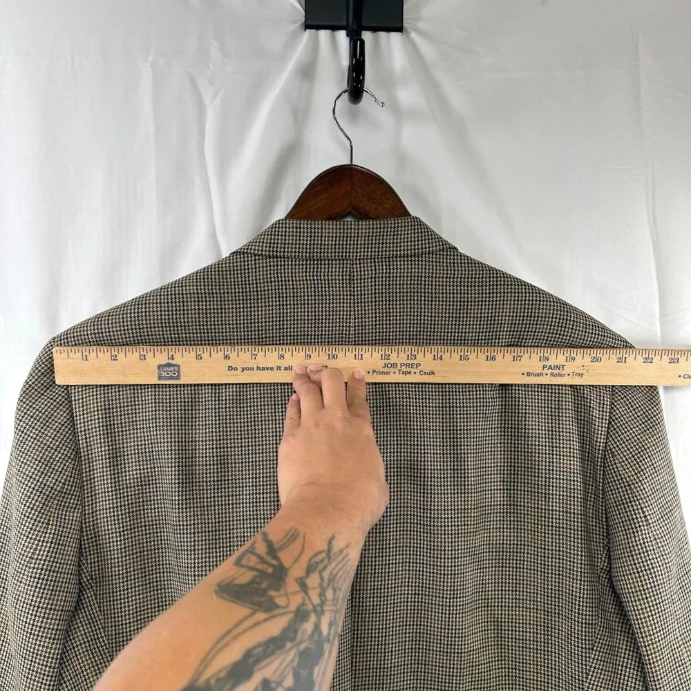 Lauren Ralph‎ Lauren Sport Coat Mens 48L Brown Houndstooth 100% Wool Blazer